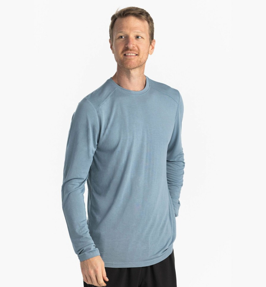 Men * | Original Free Fly: Men'S Bamboo Lightweight Long Sleeve Blue Fog