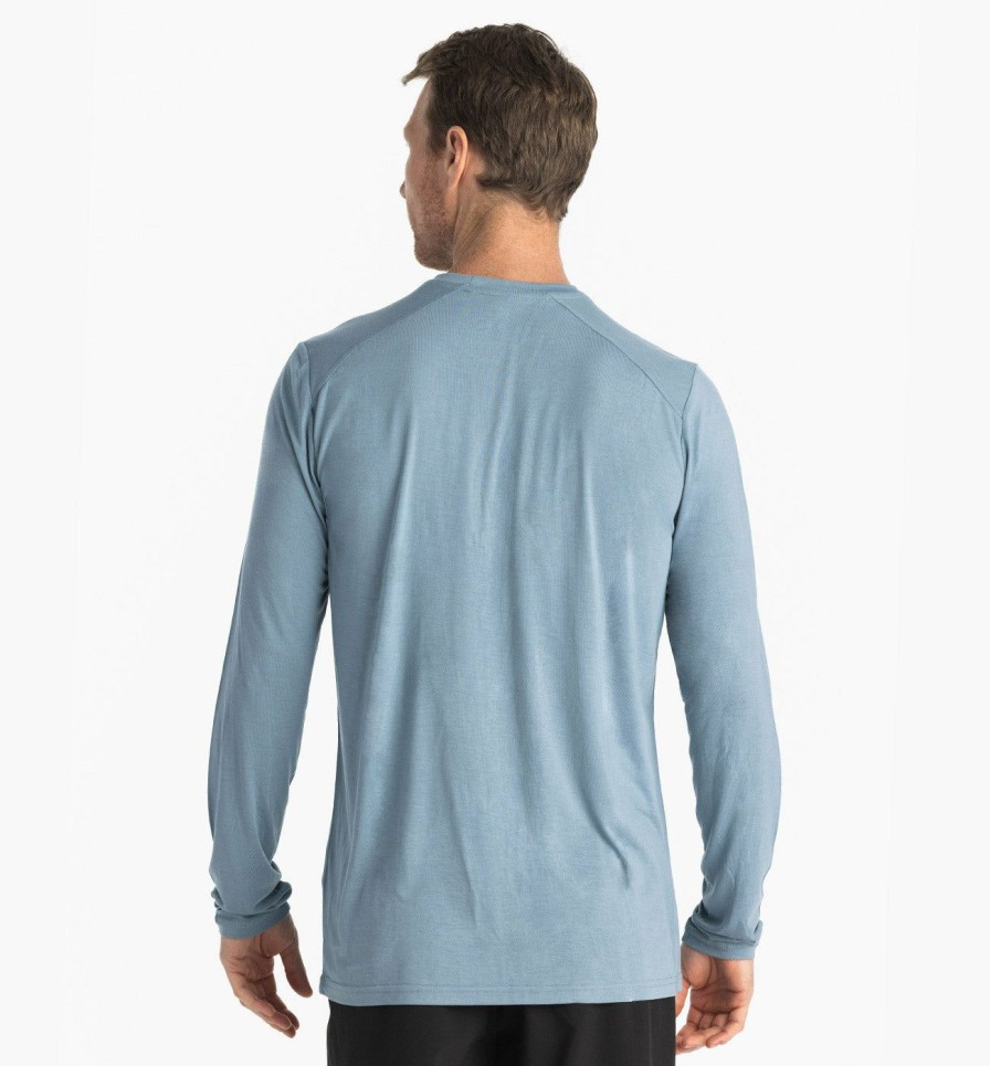 Men * | Original Free Fly: Men'S Bamboo Lightweight Long Sleeve Blue Fog