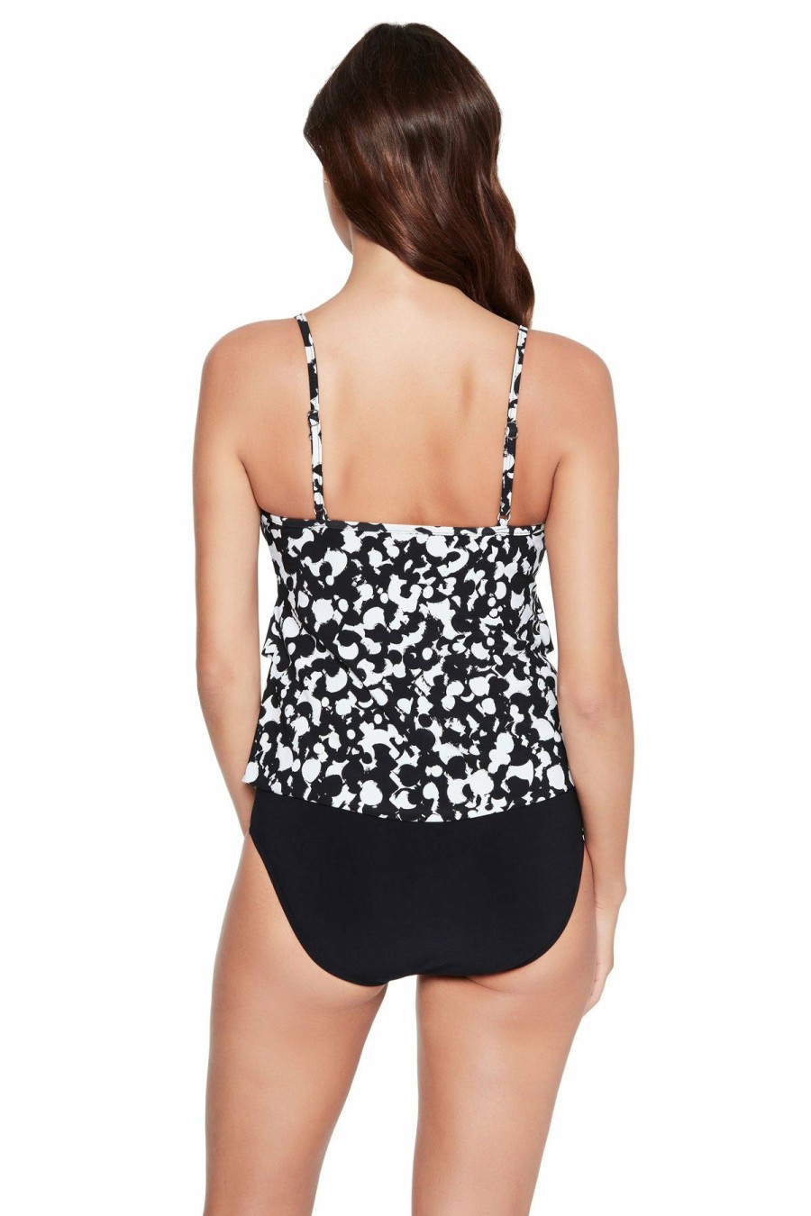 Women * | Original Magicsuit: Hot Spot Rita Triple Tiered Tankini Top Black/White