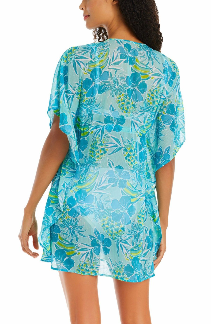 Clothing * | Attractive Bleu: Escape To The Beach Caftan Lagoon