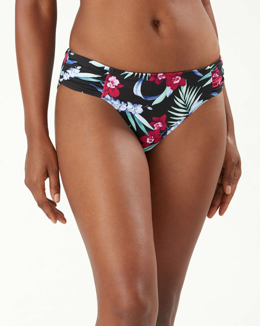 Women * | Online Store Tommy Bahama: Midnight Orchid Rev Side Shirred Hipster Bottom Black