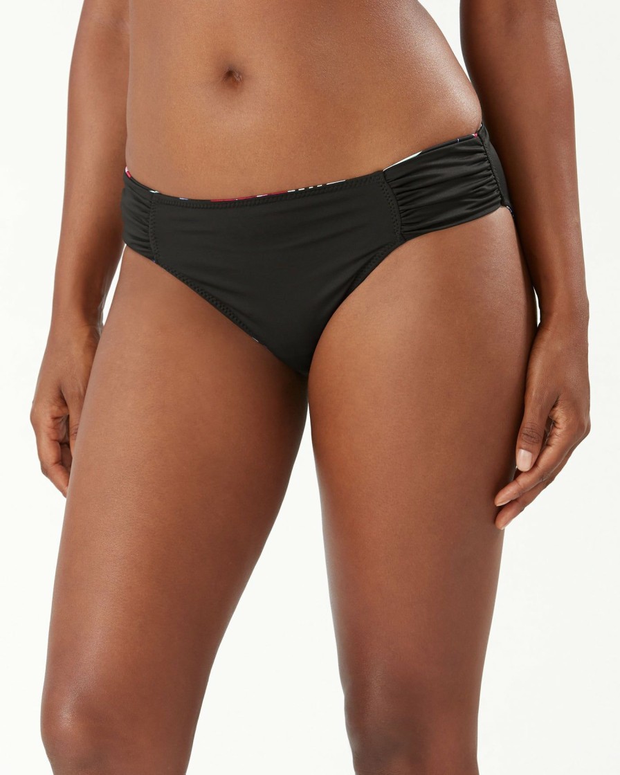 Women * | Online Store Tommy Bahama: Midnight Orchid Rev Side Shirred Hipster Bottom Black