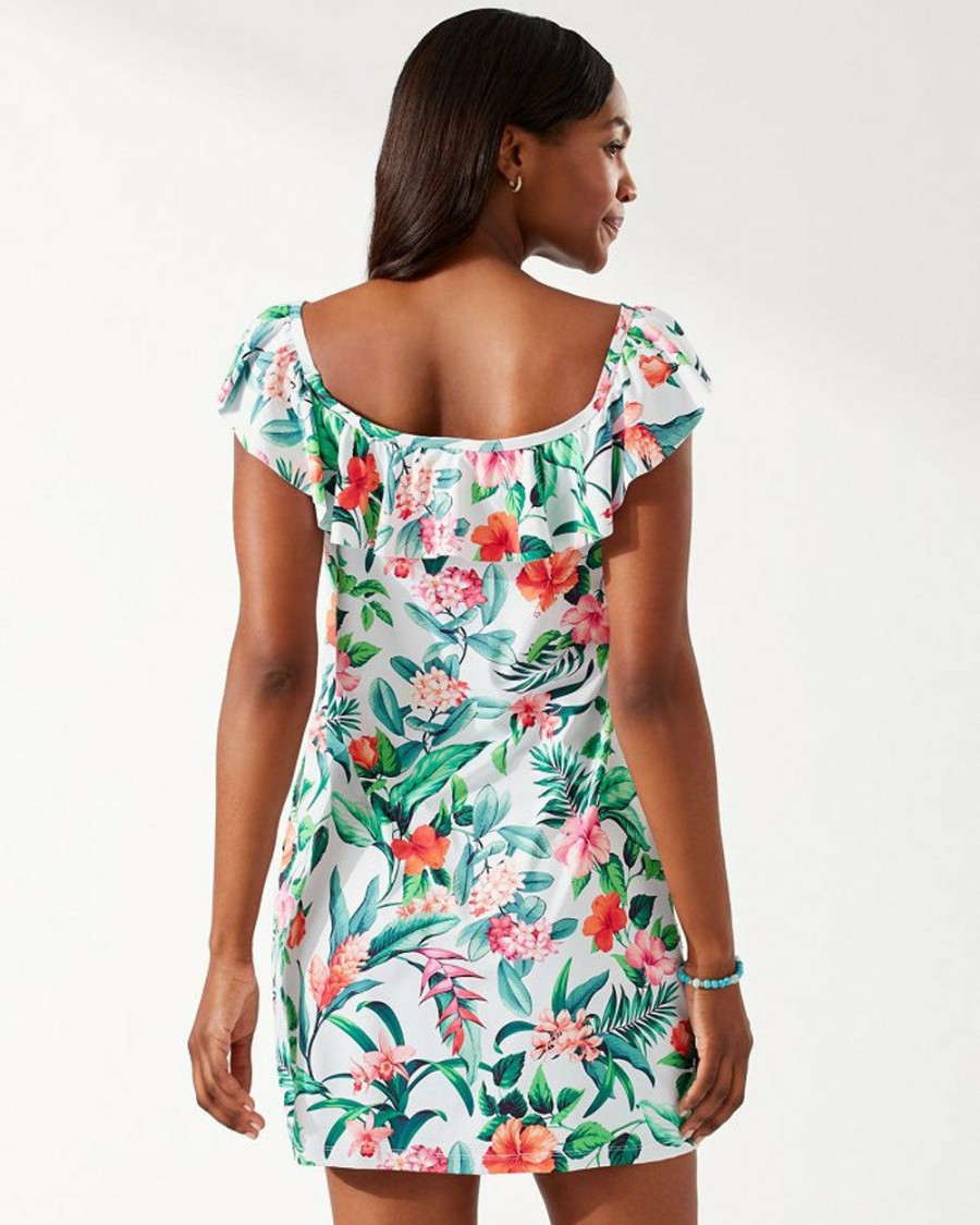 Clothing * | Bargain Sale Tommy Bahama: Tropi-Calling Off-The-Shoulder Spa Dress White