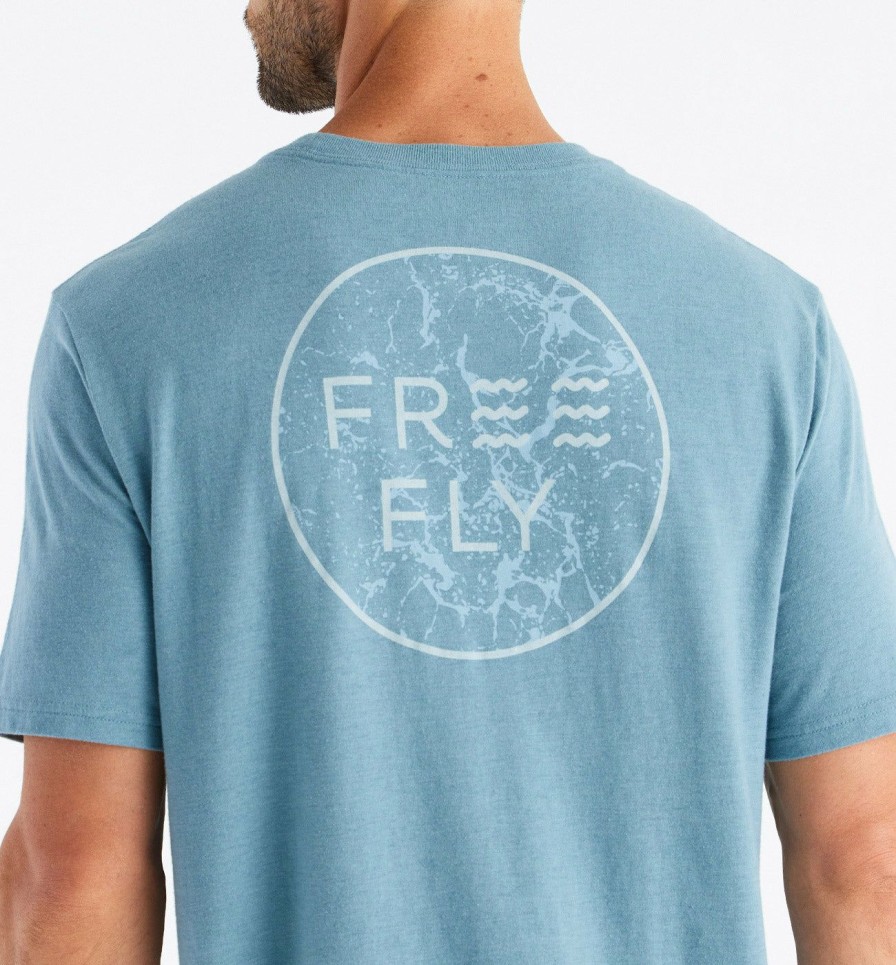 Men * | New Free Fly: Men'S No Wake Tee Hthrblue