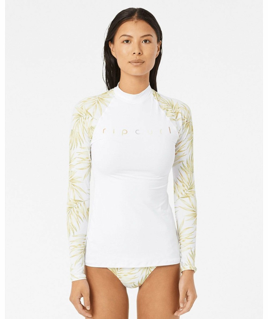 Women * | New Rip Curl: Montego Bay Long Sleeve Rashguard Optwht