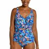 Women * | Opening Sales Maxine: One Piece Feathers & Flair Shirred Surplice Swimsuit Multi