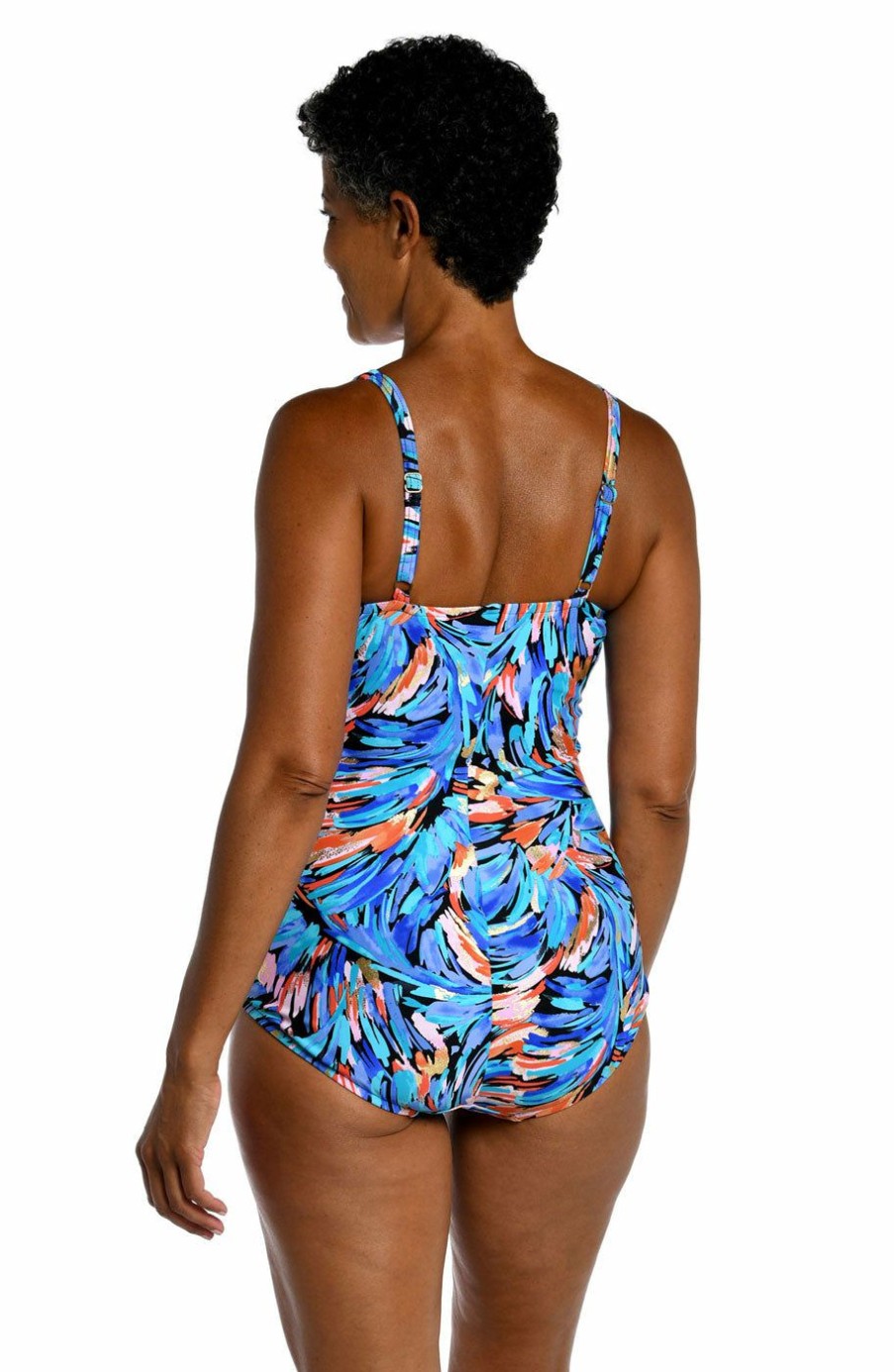 Women * | Opening Sales Maxine: One Piece Feathers & Flair Shirred Surplice Swimsuit Multi