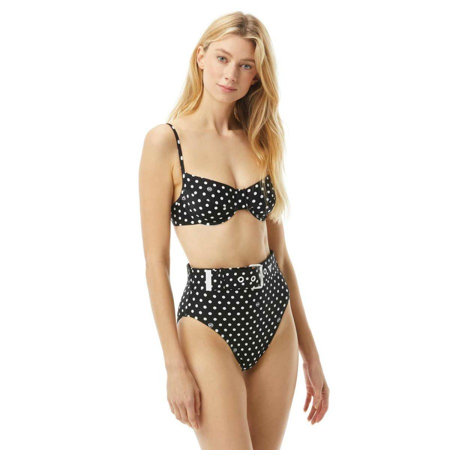 Women * | Original Michael Michael Kors: Dot Underwire Bikini Top Black