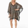 Clothing * | Original Michael Michael Kors: Graphic Cheetah Caftan Cover Up Black