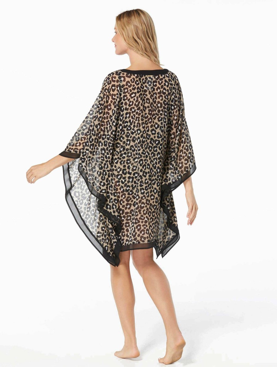 Clothing * | Original Michael Michael Kors: Graphic Cheetah Caftan Cover Up Black