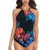 Women * | Sale Online Magicsuit: Flower Child Angelika Tankini Top Black Multi