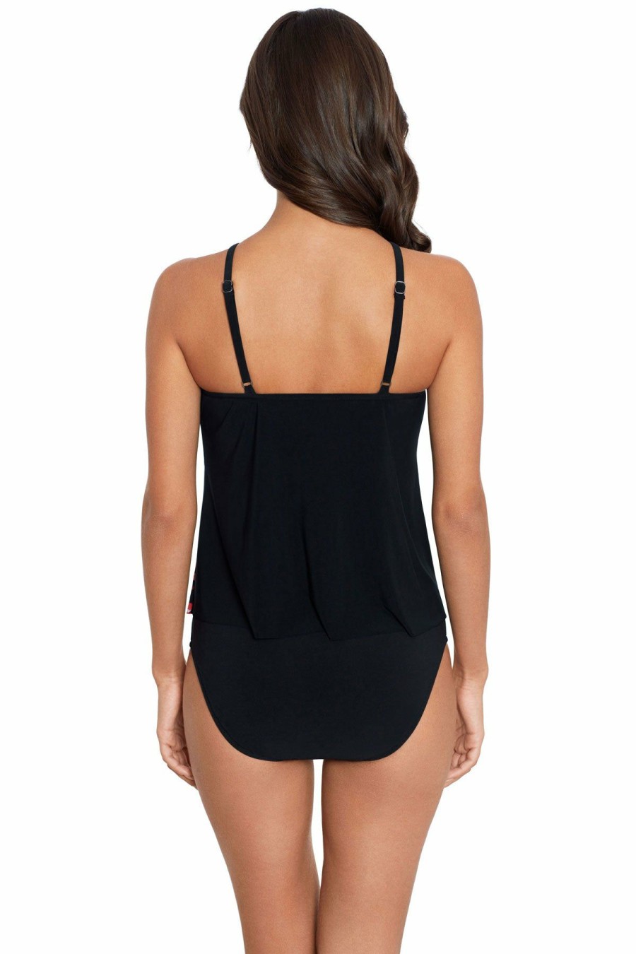 Women * | Sale Online Magicsuit: Flower Child Angelika Tankini Top Black Multi