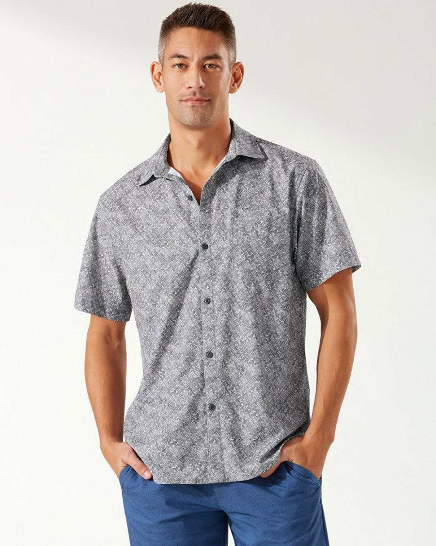 Men * | New Tommy Bahama: Bahama Crescent Wave Shirt Coal