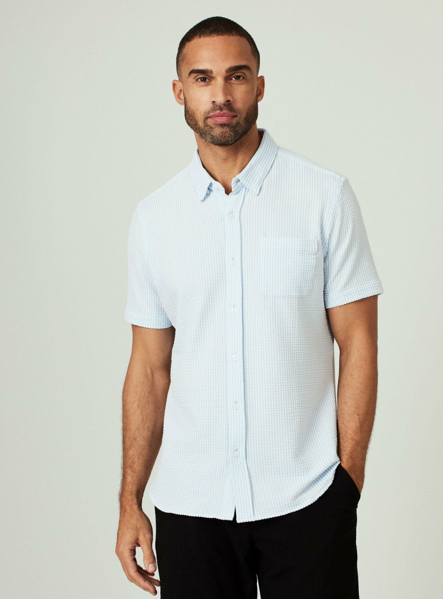 Men * | Best Sale 7 Diamonds: Keaton Short Sleeve Shirt Blue