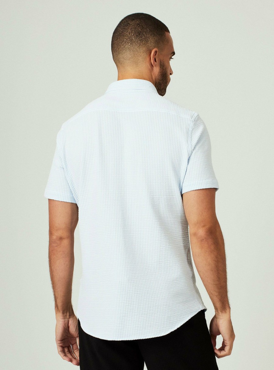 Men * | Best Sale 7 Diamonds: Keaton Short Sleeve Shirt Blue