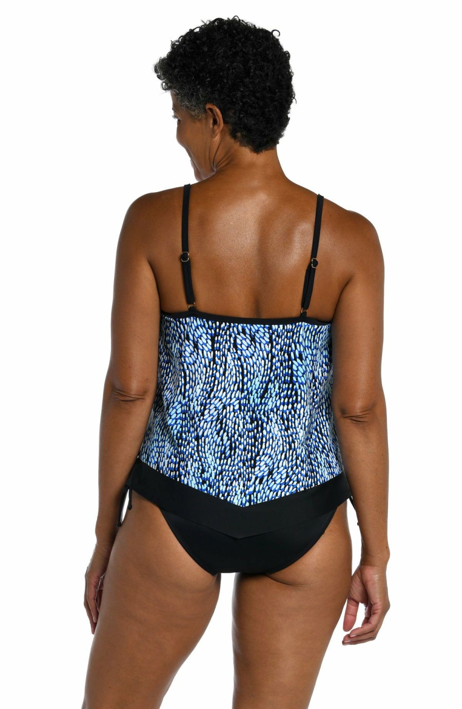 Women * | Special Offers Maxine: Tidal Wave Flutter Tankini Top Black