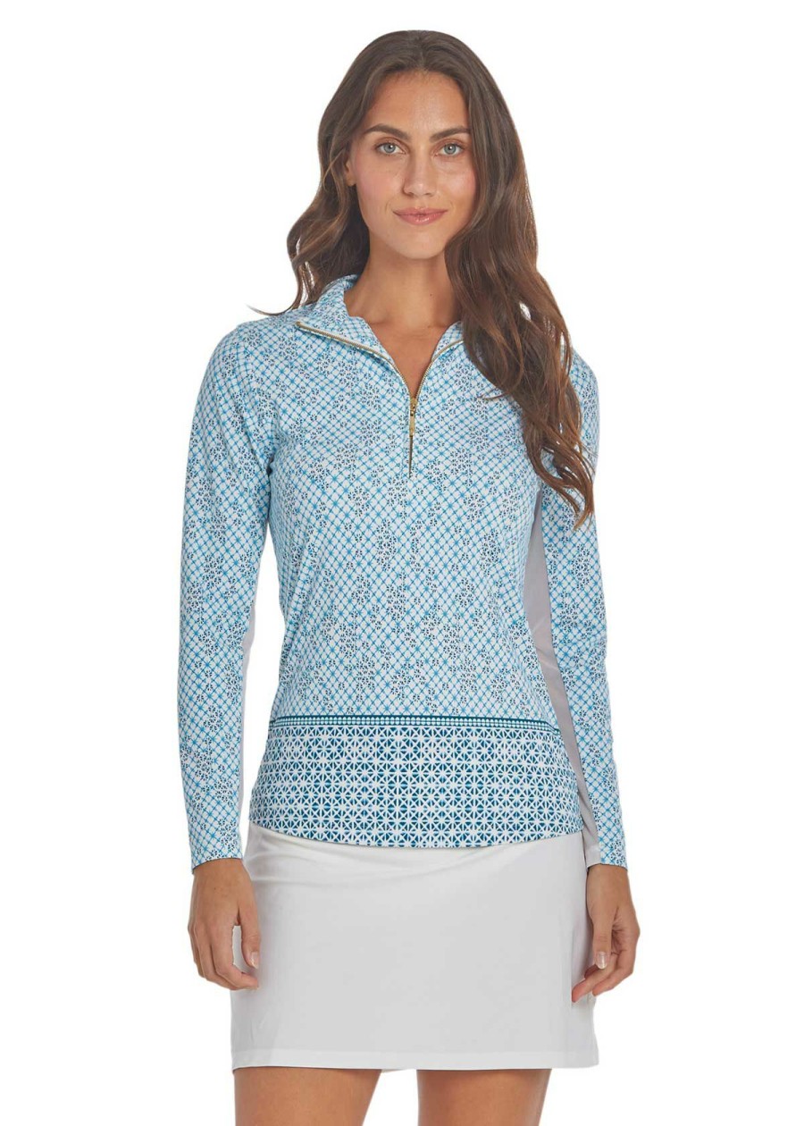 Women * | Original Cabana Life: Essentials Wicking Performance Zip Top Harbour