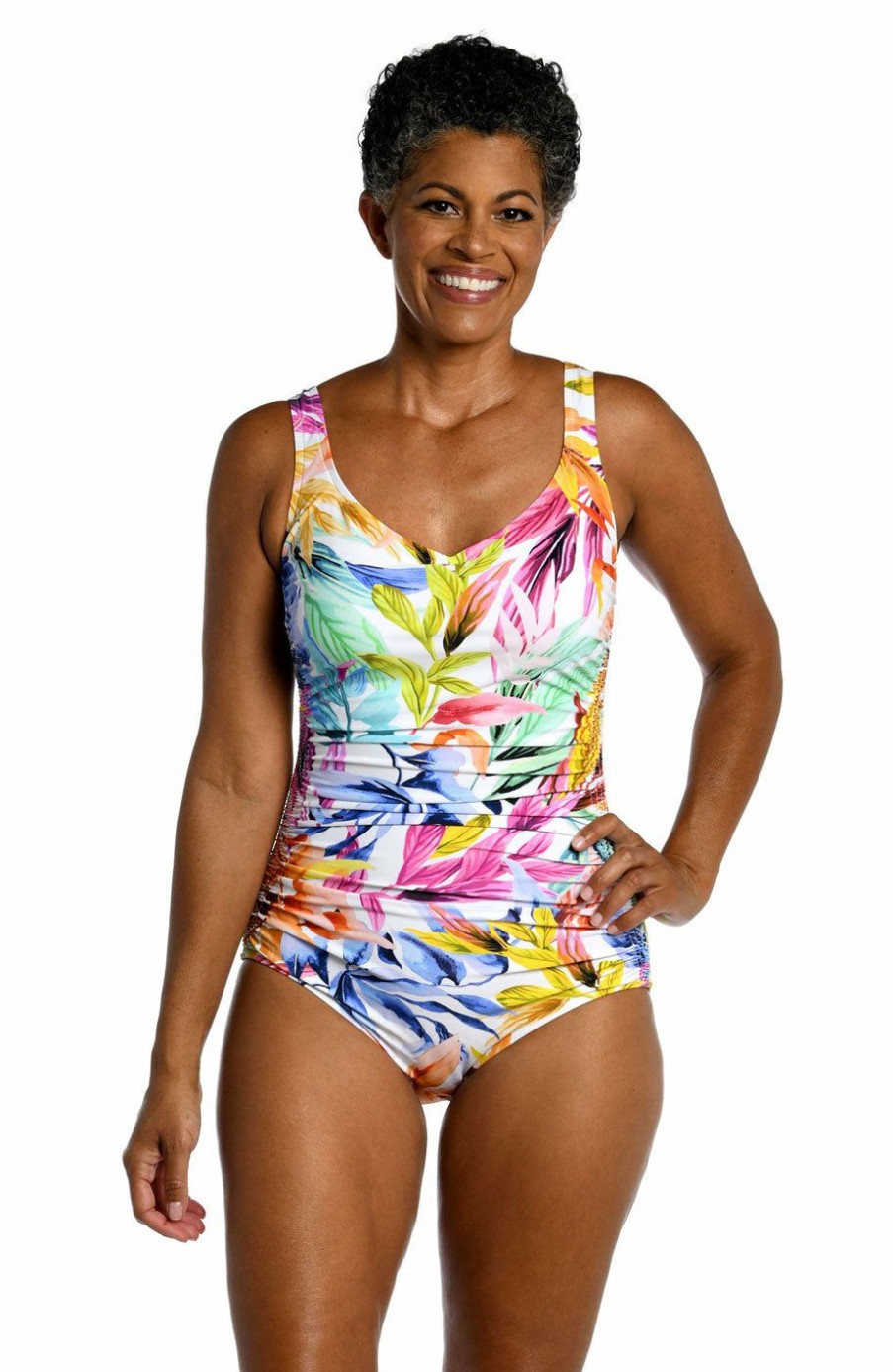 Women * | Exclusive Design Maxine: One Pice Conga Vines Over The Shoulder Maillot Multi