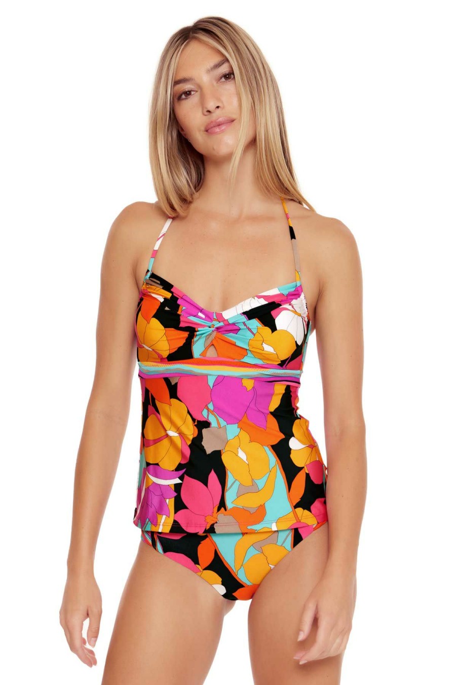 Women * | New Trina Turk: Gemini Halter Tankini Top Multi