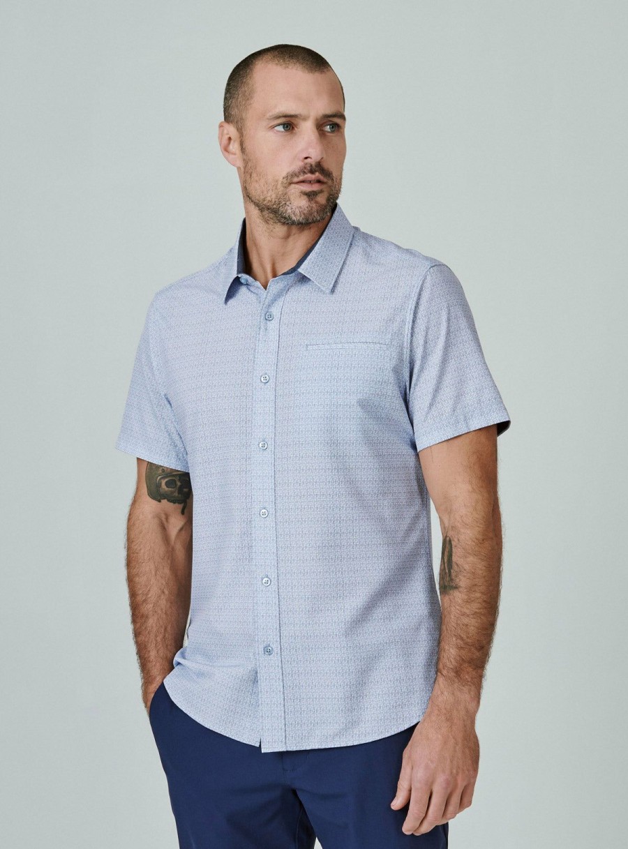 Men * | Store 7 Diamonds: Toledo Short Sleeve Shirt Lt.Blue