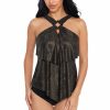 Women * | Opening Sales Magicsui: Xantu Carolina High Neck Tankini Top Black/Brown