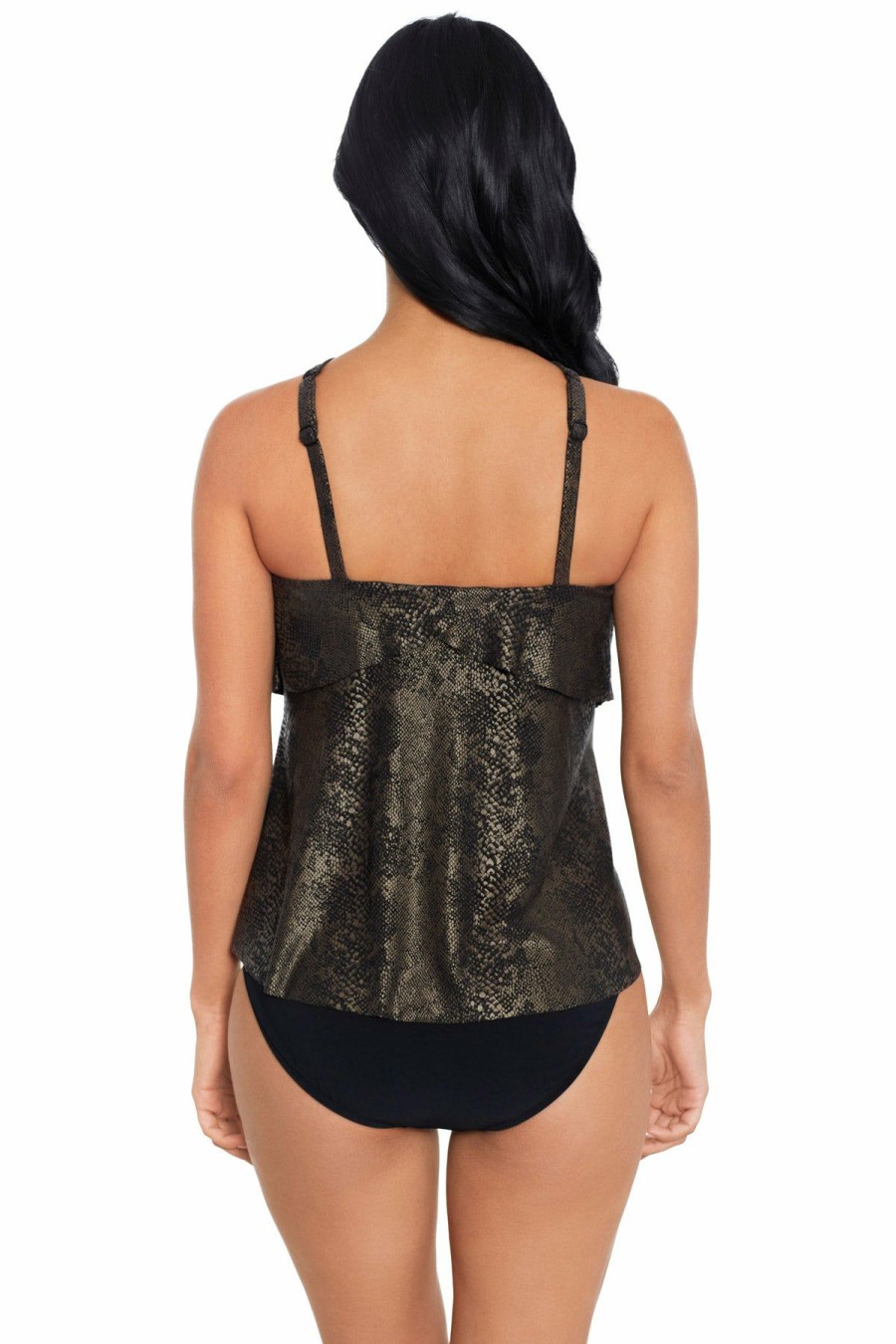 Women * | Opening Sales Magicsui: Xantu Carolina High Neck Tankini Top Black/Brown