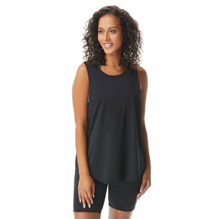 Women * | Bargain Sale Beach House Sport: Spring Training Mantra Split Back Tankini Black