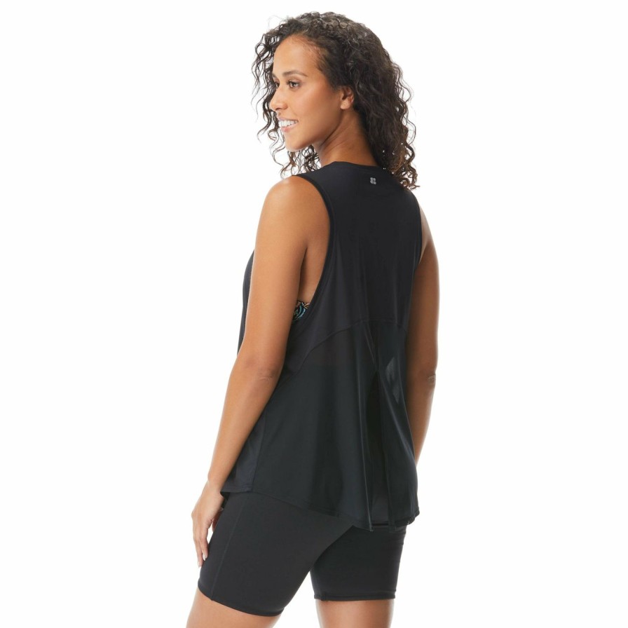 Women * | Bargain Sale Beach House Sport: Spring Training Mantra Split Back Tankini Black