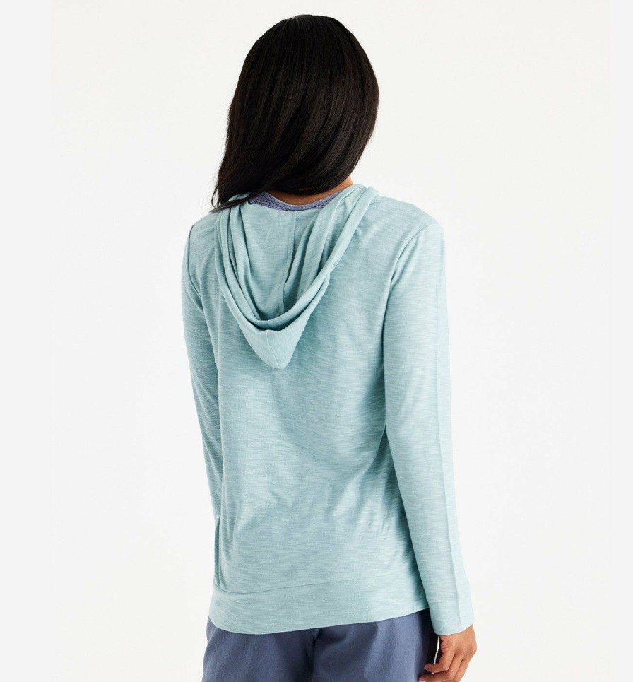 Clothing * | High Quality Free Fly: Women'S Bamboo Slub Hoody Ocn Mist