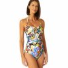 Women * | Sale Online Anne Cole: One Piece Kashmir Paisley Twist Front Shirred Bandeau Multi