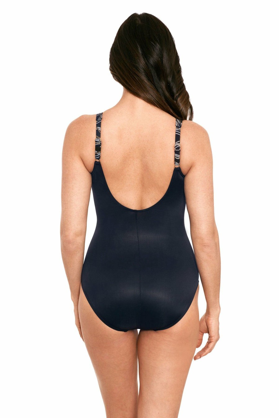 Women * | Attractive Miraclesuit: One Piece Linked In V Neck Oceanus Black Multi