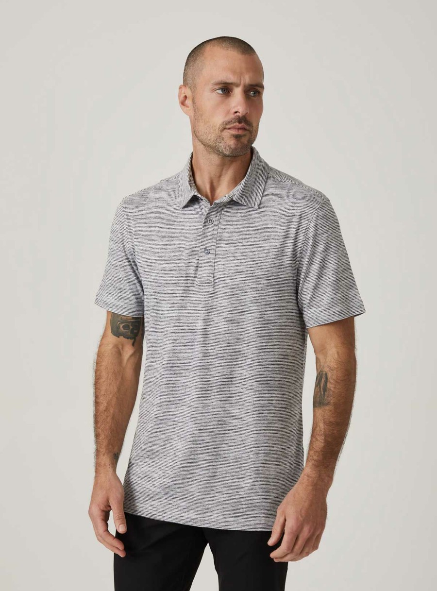 Men * | Special Offers 7 Diamonds: Core Striped Polo Shirt Lt.Grey