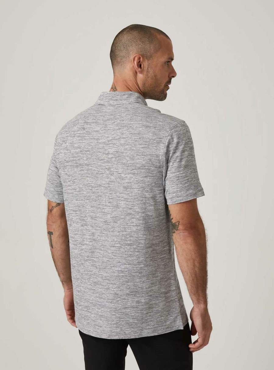 Men * | Special Offers 7 Diamonds: Core Striped Polo Shirt Lt.Grey