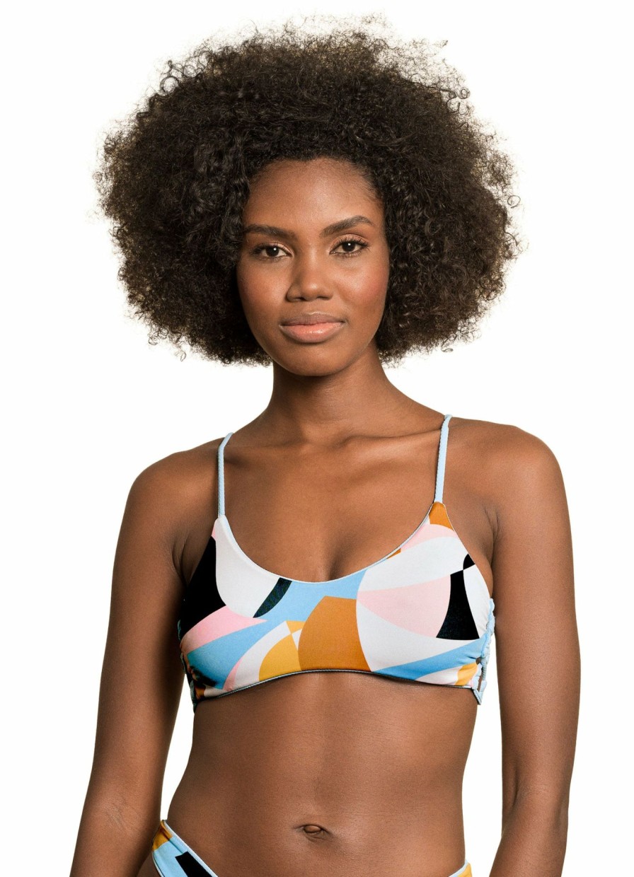 Women * | New Maaji: Stone Gliter Sporty Bralette Bikini Top Blue