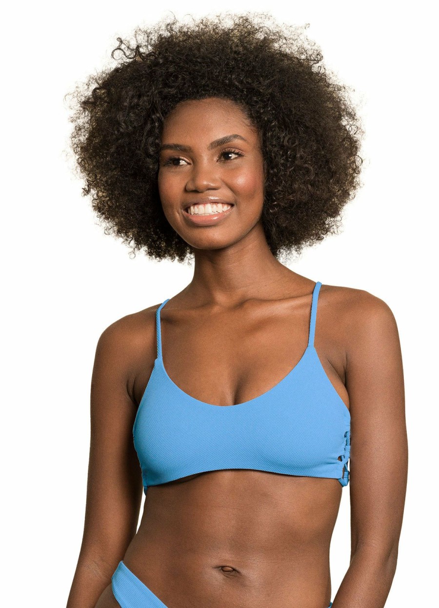 Women * | New Maaji: Stone Gliter Sporty Bralette Bikini Top Blue