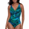 Women * | Unique Miraclesuit: One Piece Palm Reeder Oceanus Swimsuit Blue Multi