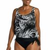 Women * | High Quality Maxine: Shadow Palms Blouson Tankini Top Black