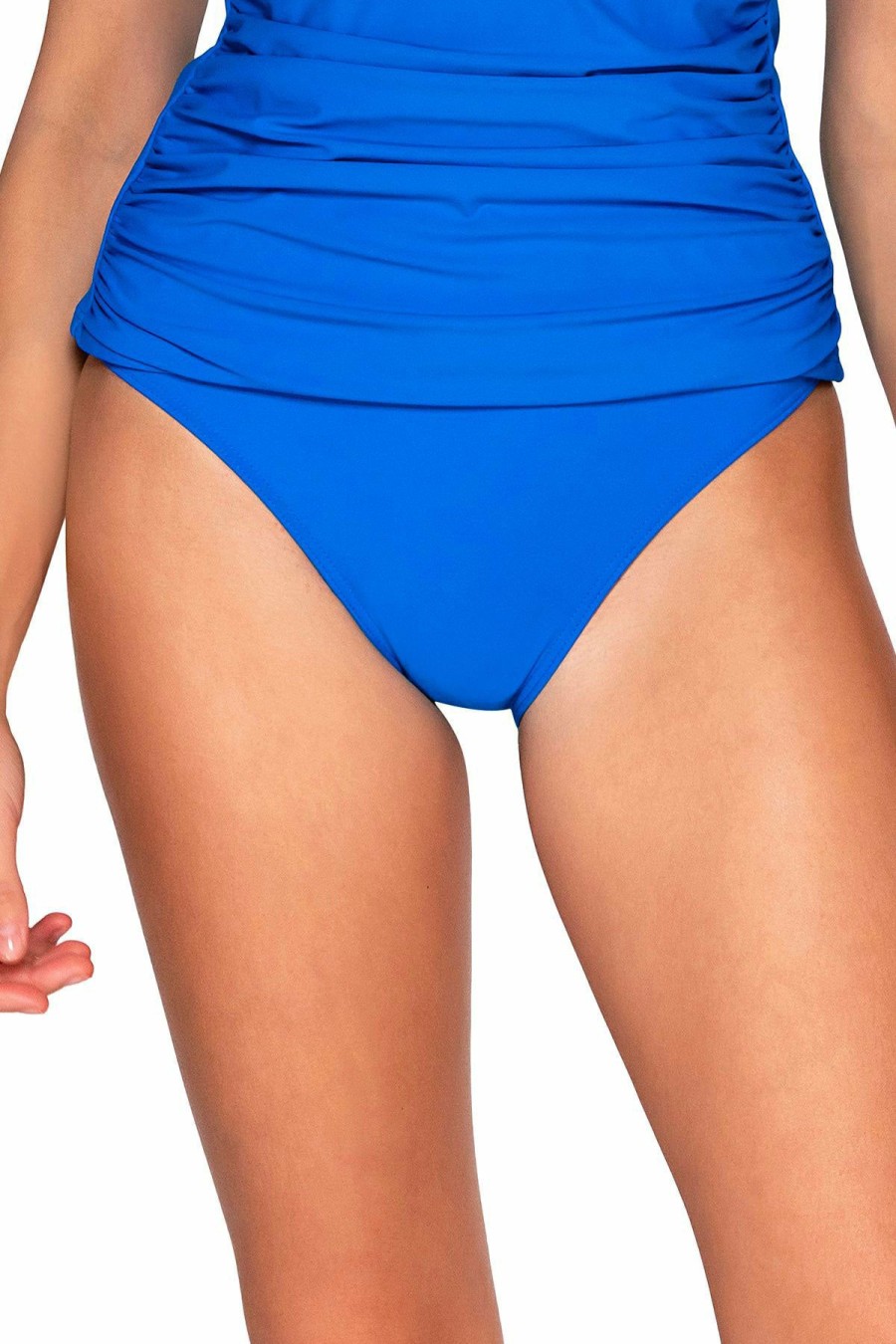 Women * | Special Offers Sunsets: Solid Hannah Foldover High Waist Bikini Bottom Elebl