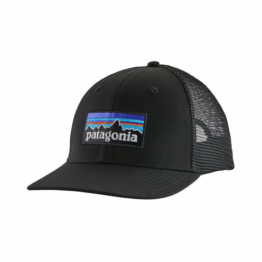 Accessories * | Low Price Patagonia: P-6 Logo Trucker Hat Black