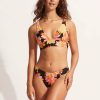 Women * | Bargain Sale Seafolly: Palm Springs Longline Tri Bikini Top Black