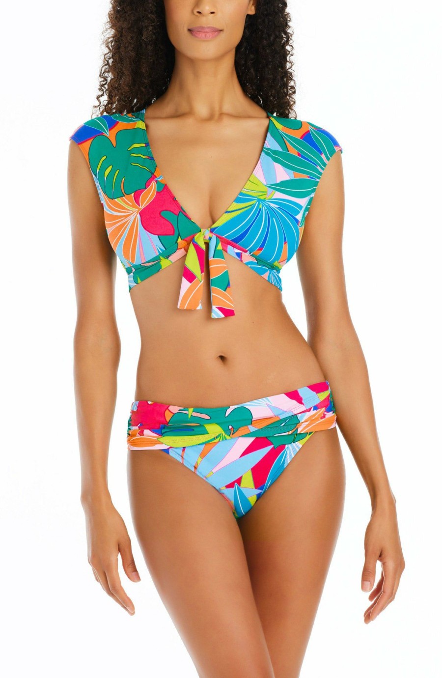 Accessories * | New Bleu: Life Of The Party Cap Sleeve Bikini Top Multi