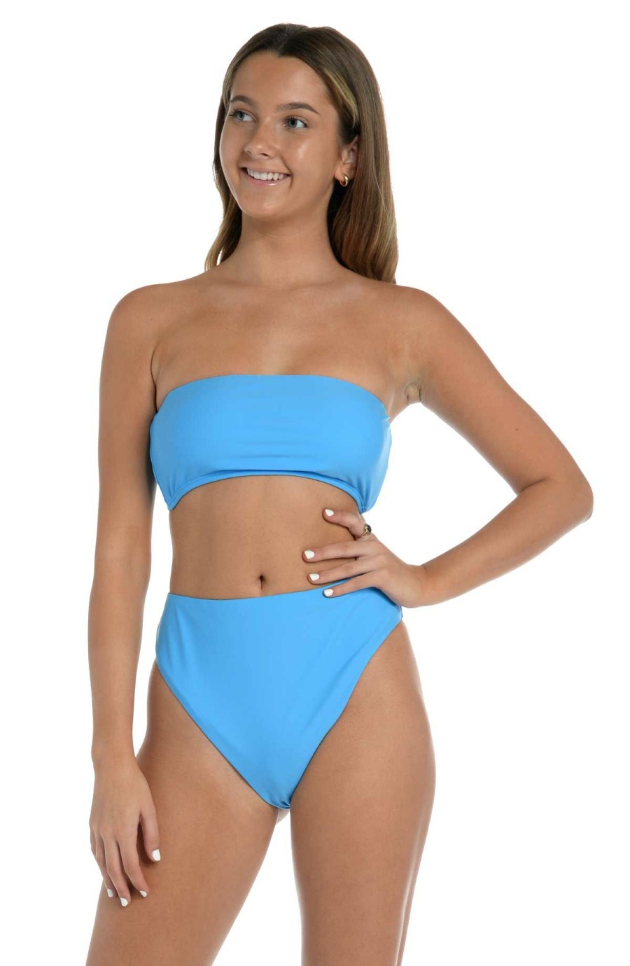 Women * | Low Price Hobie: Solids Clean Bandeau Top Bluemoon