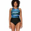 Women * | Low Price Reebok: One Piece Ocean Breeze High Neck Swimsuit Black Multi