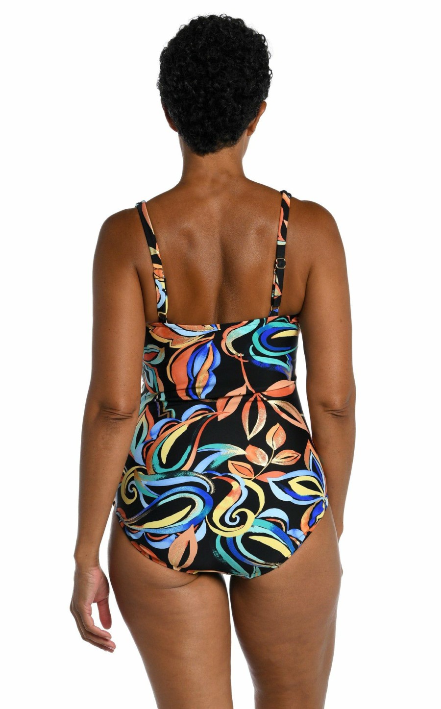 Women * | Attractive Maxine: One Piece Watercolor Expressions Twist Front Maillot Multi