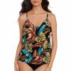 Women * | Official Magicsuit: Aloe Chloe Tiered Tankini Top Blk/Mul