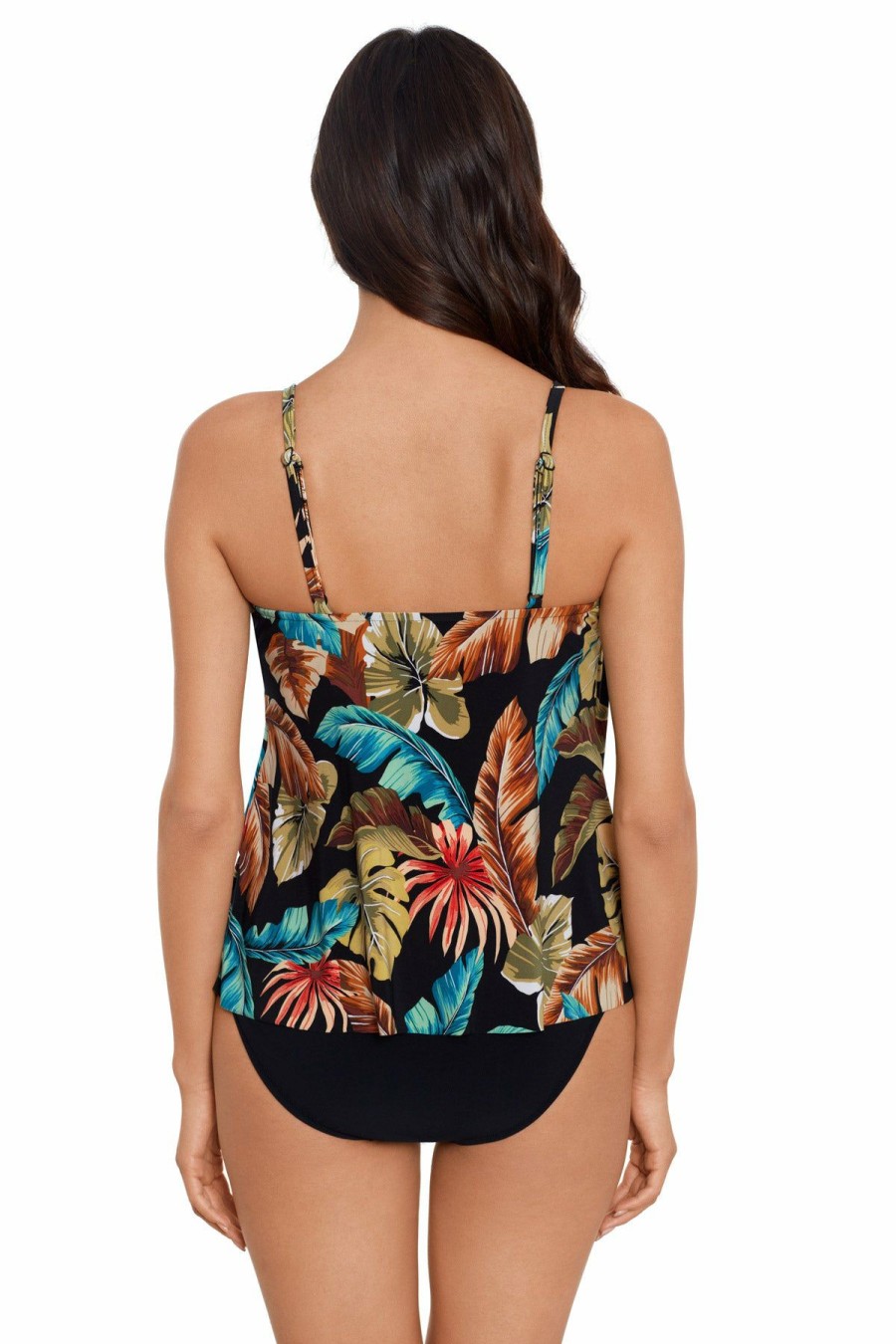 Women * | Official Magicsuit: Aloe Chloe Tiered Tankini Top Blk/Mul