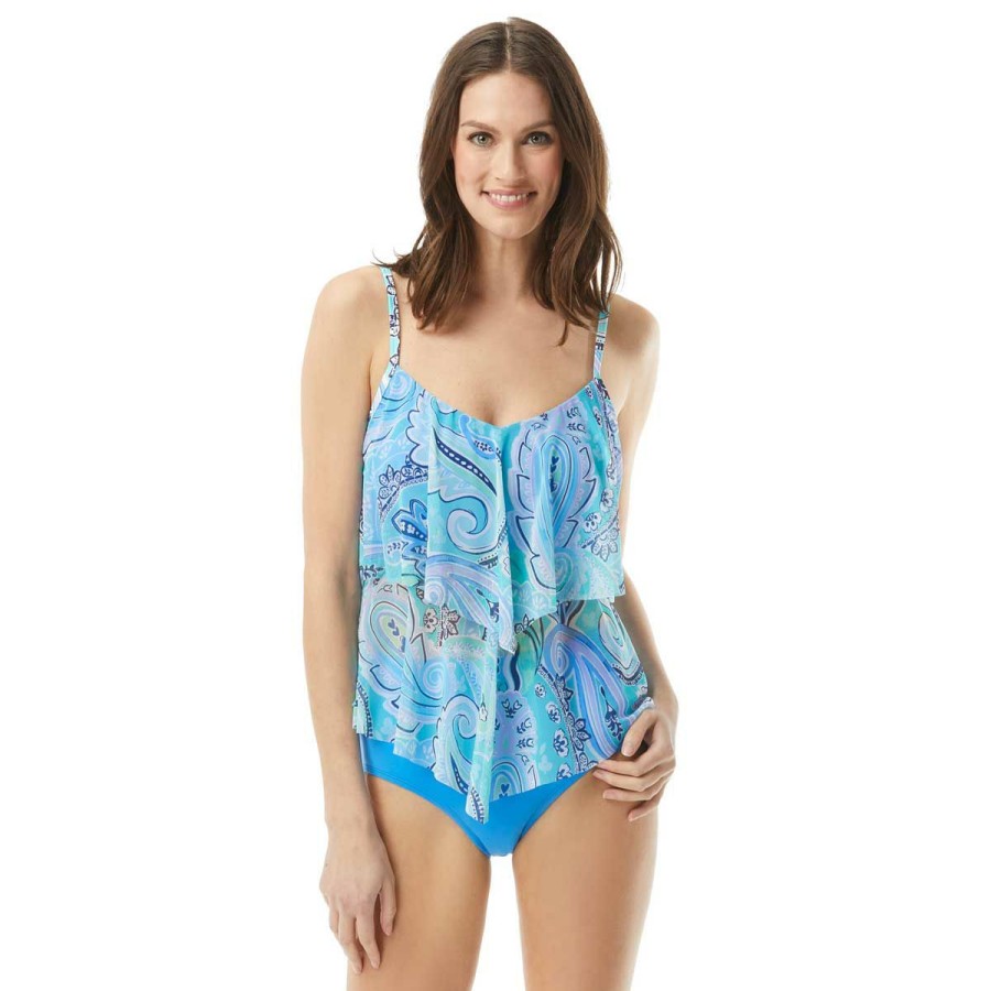 Women * | Special Offers Beach House: Bay Dreaming Portia Maesh Layer Tankini Top Par Peri