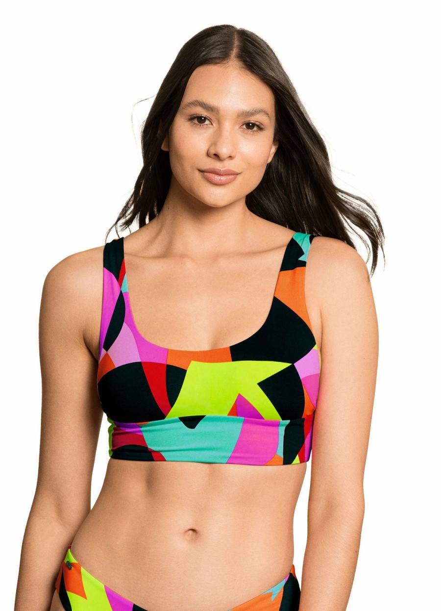 Women * | Original Maaji: Rubik Cube Donna Sporty Bralette Bikini Top Multi