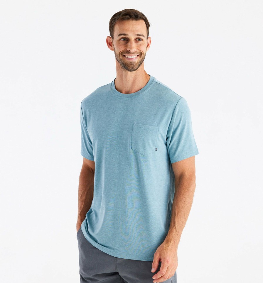 Men * | Store Free Fly: Men'S Bamboo Flex Pocket Tee Hthrmnrl