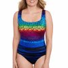 Women * | Sale Online Longitude: One Piece Mombasa Double X Back Tank Swimsuit Multi